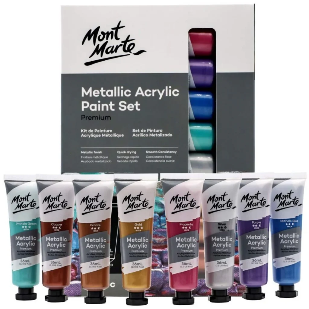 22 Thoughtful Gifts For The Aquarius In Your Life 3 mont marte metallic acrylic paint set 8pc x 36mlacrylic paintsmont martescooboo 815129328577044762 153960